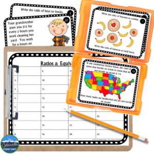 Task cards are another great way to differentiate Thanksgiving math activities. They give your students opportunities to move, collaborate, and practice skills in smaller chunks.