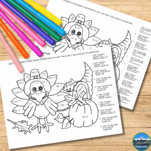A favorite when it comes to Thanksgiving math practice is with seasonal color-by-code activities.