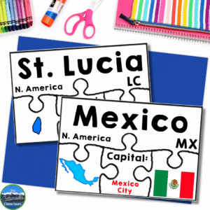 Geography puzzles and country and capital card activities are a great addition to your sub plans because they provide a matching format for learning and review.