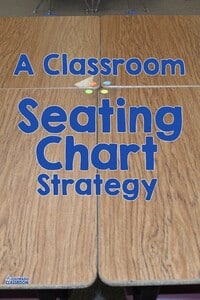 A Classroom Seating Chart Strategy A Classroom Seating Chart Strategy - Four desks positioned in a pod with four stickers in the center, each a different color, to help with grouping.