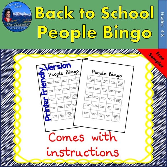 Back to School - People Bingo Back to School - People Bingo Sampler Cover Page