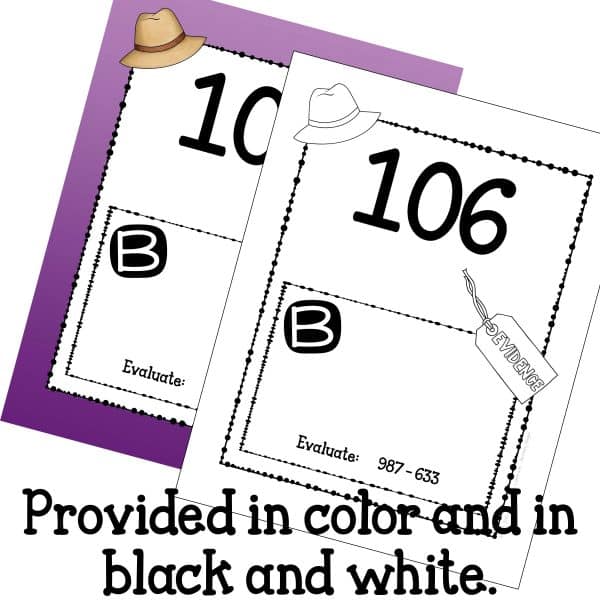 whole number scavenger hunt with a color and black and white example page.