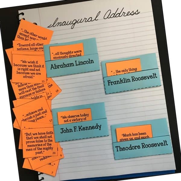 Inaugural Address Card Sort Example Page