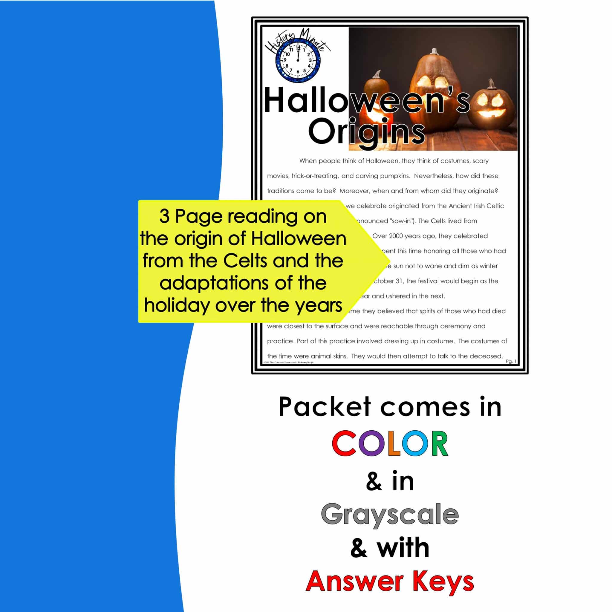 History Minute - Origins Of Halloween Reading - The Colorado Classroom
