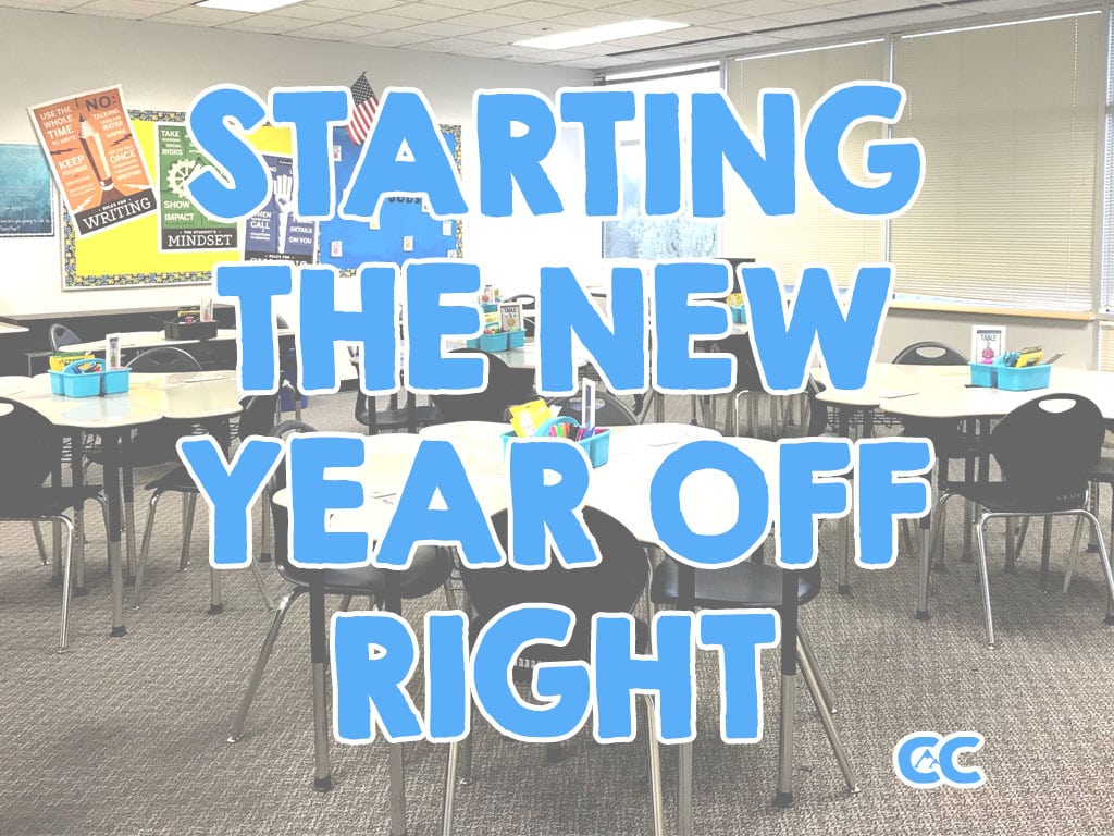 A classroom setting with the text overlay "Starting the New Year Off Right" along with The Colorado Classroom logo.