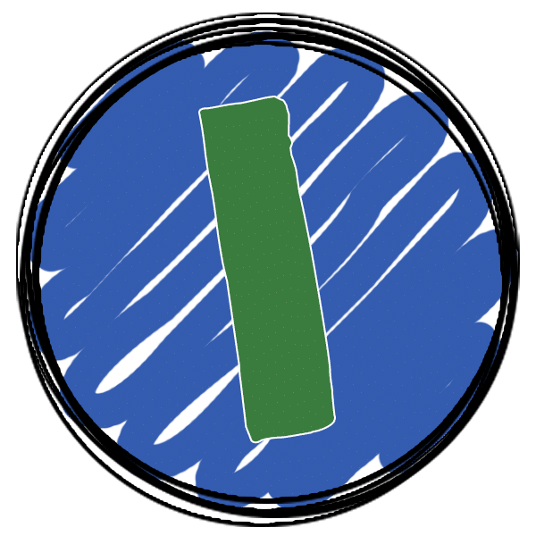 A dark green "1" is inside a blue circle outlined in black.