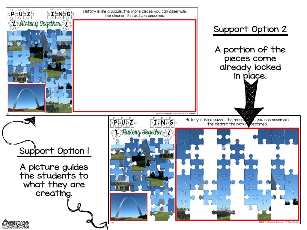 Support hands-on learning with struggling students by offering guided puzzles and puzzles partially done.