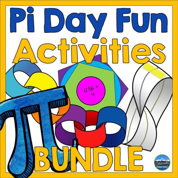 Pi Day Activity Bundle cover with 4 sample activities.
