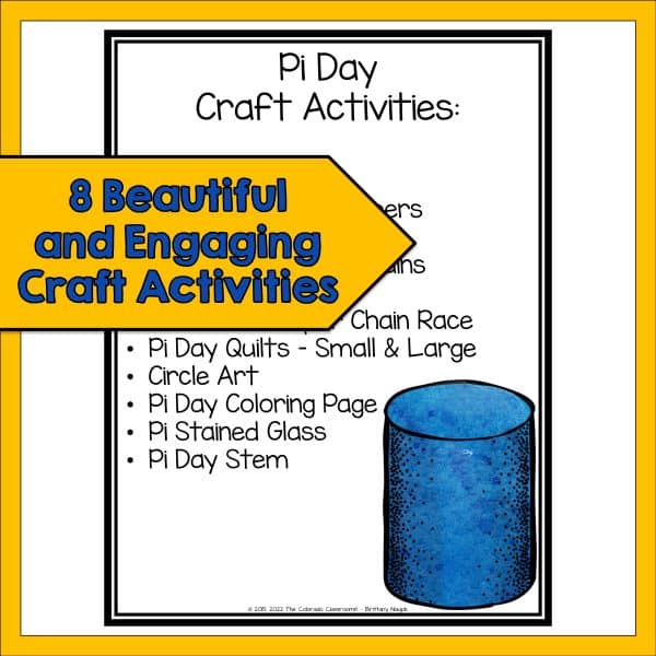 Pi Day Craft Activities list of included items.
