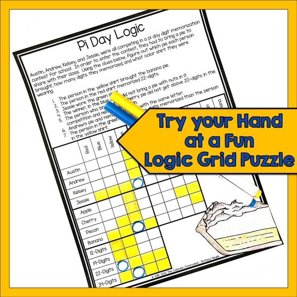 Pi Day Inquiry Activities - Logic Grid Puzzle