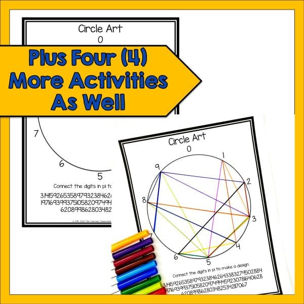 Pi Day Circle Art instruction sheet and example.