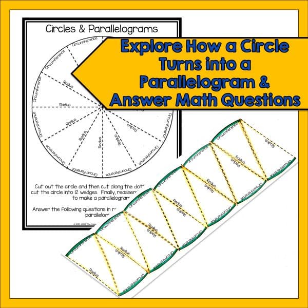 Explore how a circle turns into a parallelogram instruction page and example.
