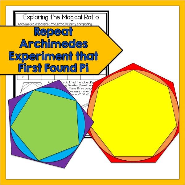 Repeat Archimedes experiment that first found pi with colorful examples of the polygons.