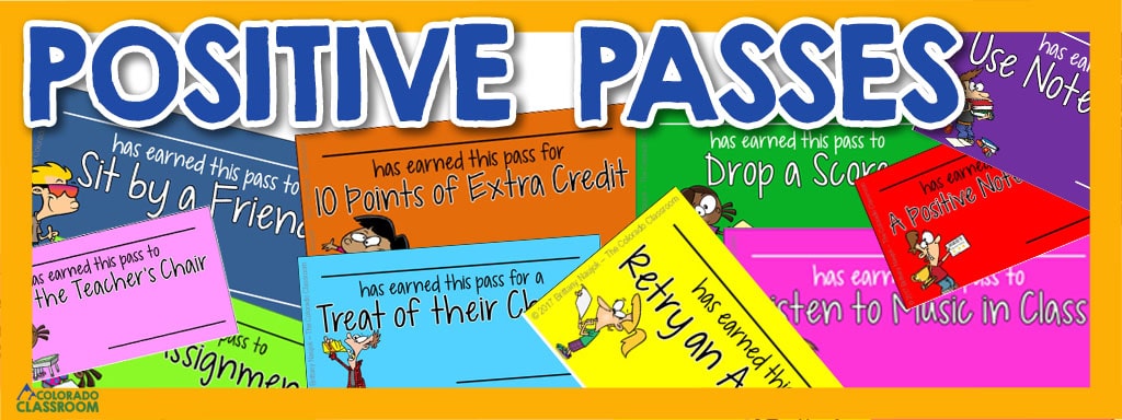These brightly colored and fun positive behavior reward passes help set a positive tone and promote a positive classroom culture through reward and positive means, rather than through disciplinary measures.