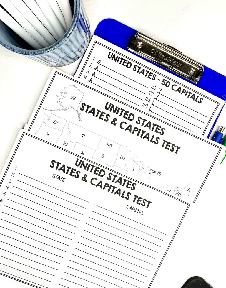 United States 50 states and capitals test
