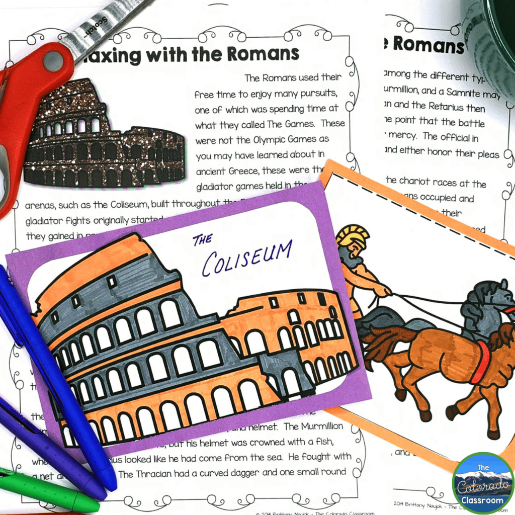One of the many topics you will want to discuss when teaching Ancient Rome is what Romans did for fun and entertainment. These activities and reading passages focus on this aspect of Roman life by touching on the Coliseum and chariot racing.