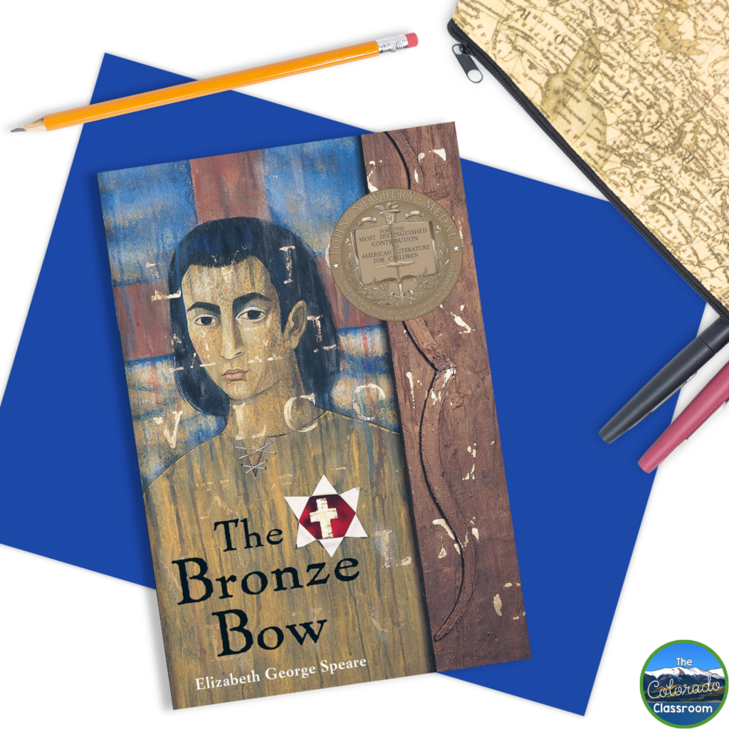 This image shows the book, "The Bronze Bow" which is great book to use when cross-curricular teaching about topics like Christianity.