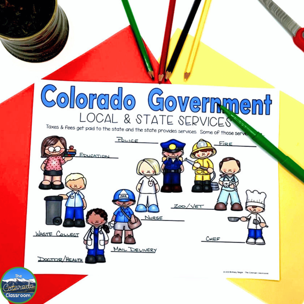 This photo showcases an activity from my Colorado government unit that focuses on local and state services.