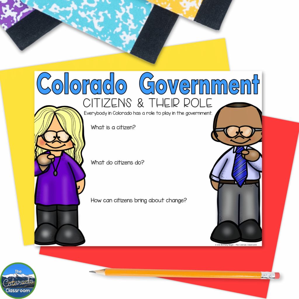 This image shows an activity that students can use to learn about citizens and their roles within Colorado government.