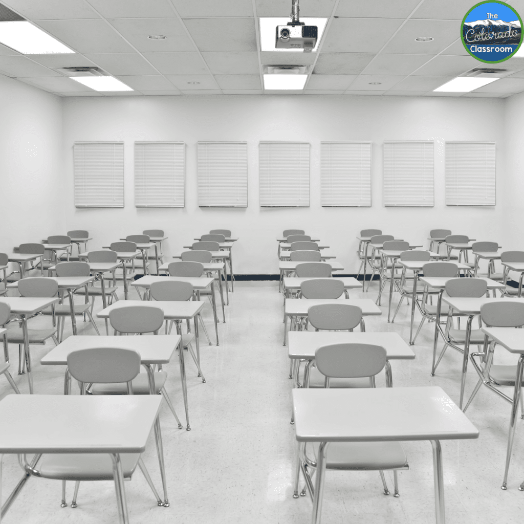 Color can change the way students feel in the classroom. This all white, color-less classroom would feel very uninviting and sterile.