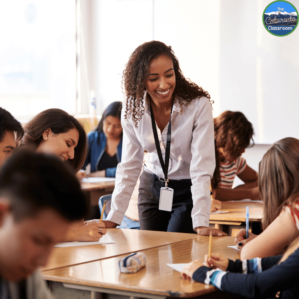 A teacher is providing her stuents with conflict resolution techniques.