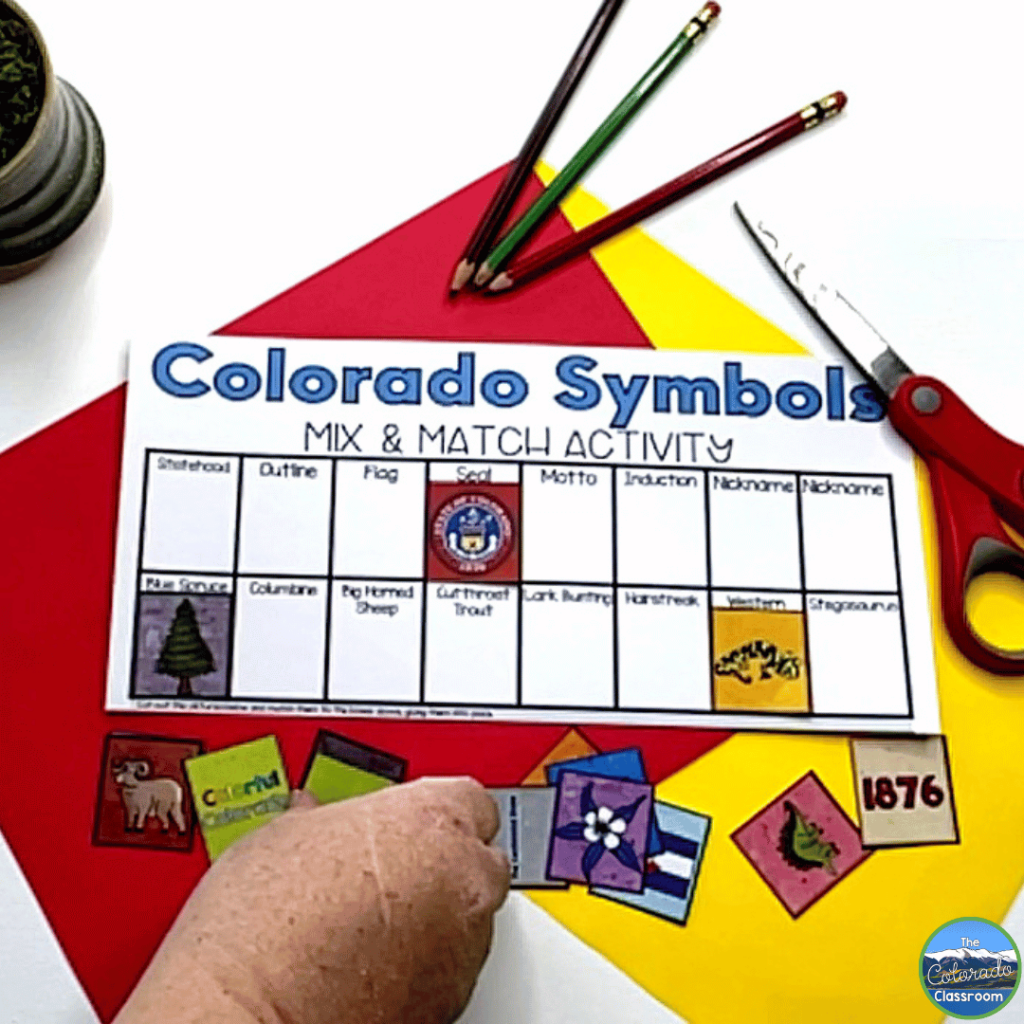 This mix and match activity is perfect for helping students review what they learned about Colorado state symbols.