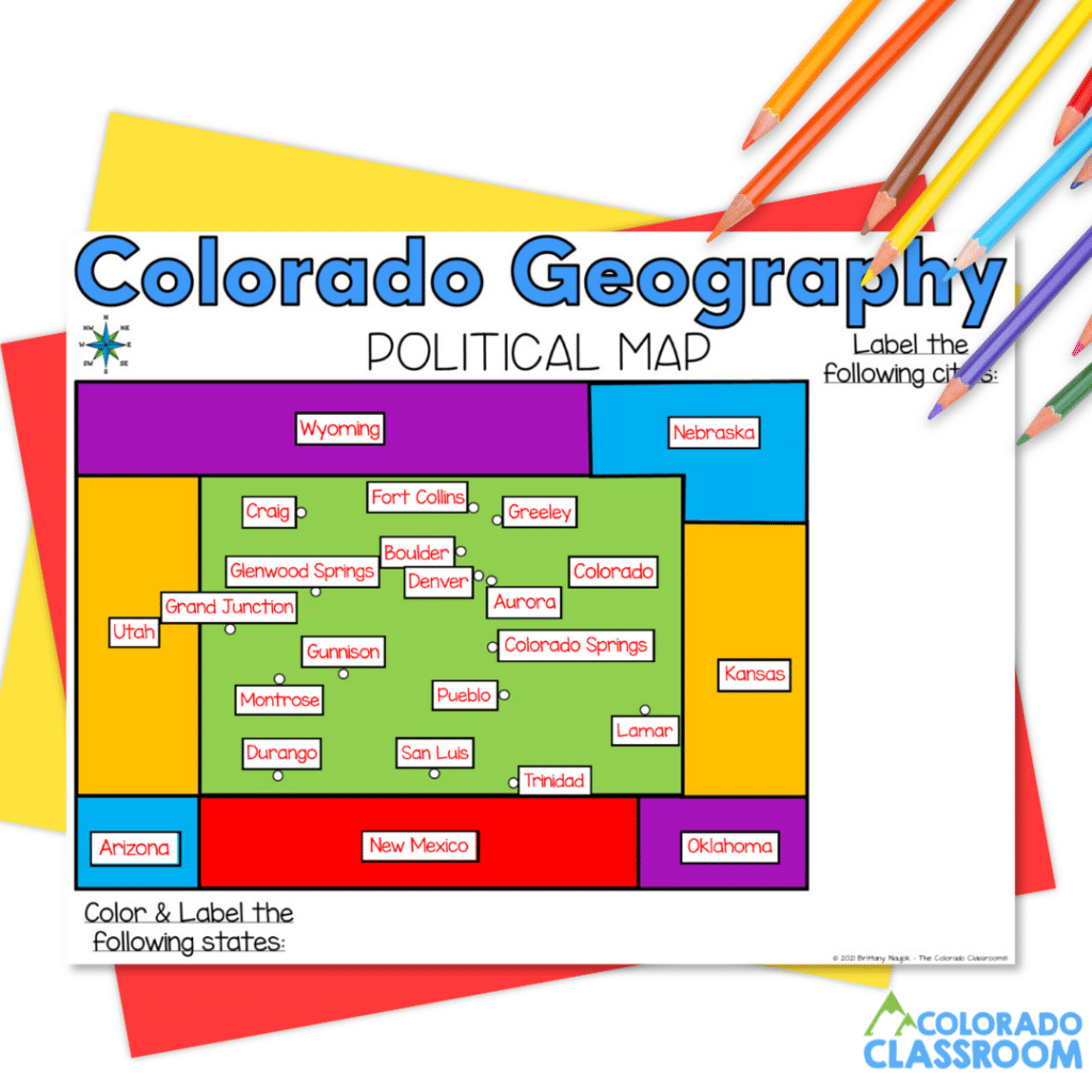 This political map activity will get your students interacting with the major cities and neighboring states.
