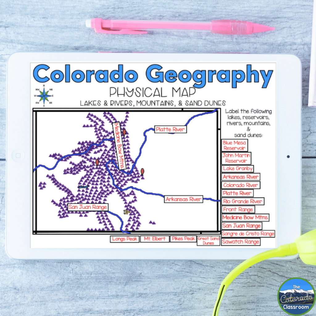 The Physical Map allows students to get creative when teaching Colorado geography.