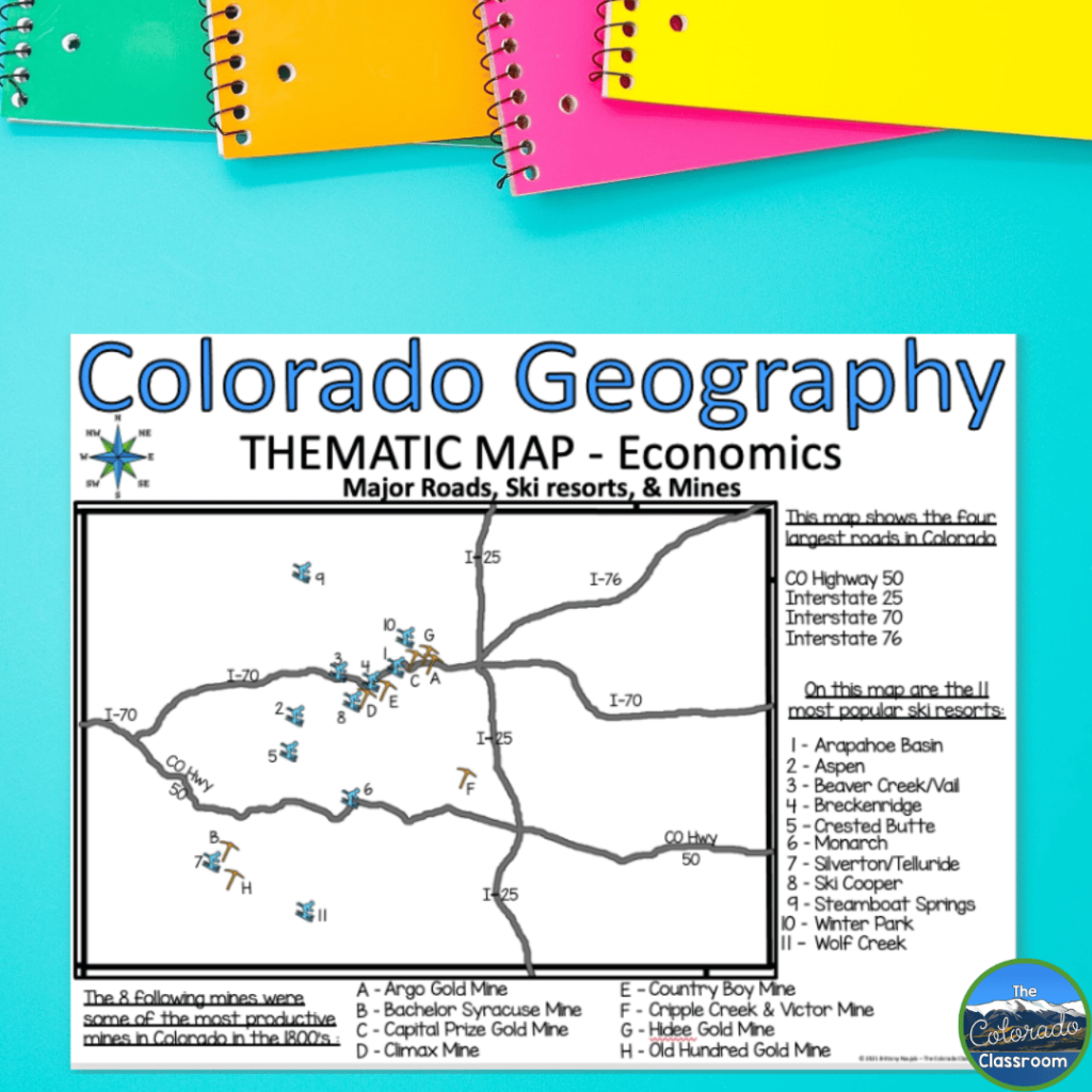 The Thematic Map highlights Colorado's economic aspects.