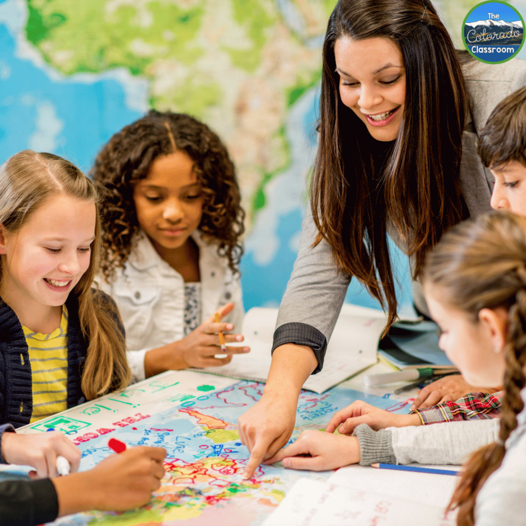 An interactive classroom map allows students to get hands-on with their learning.