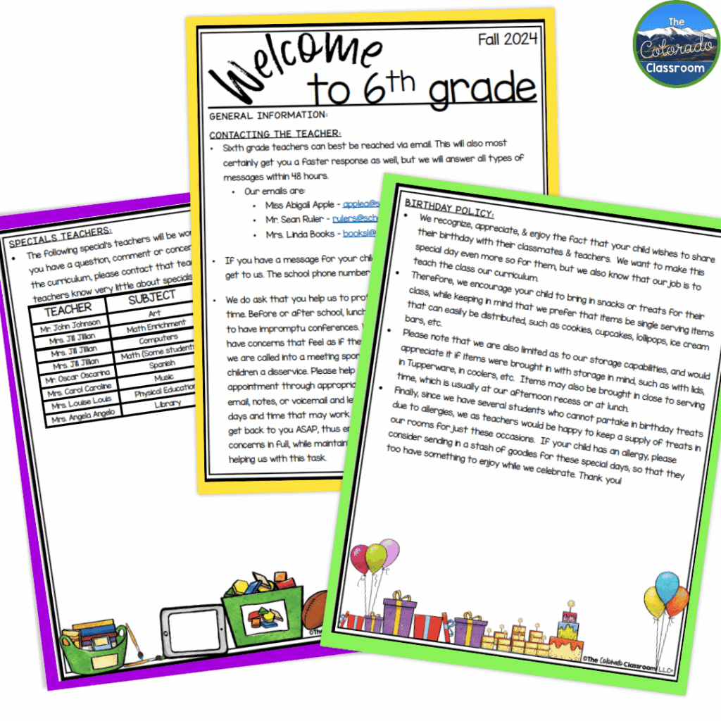 The policy packet and classroom syllabus allows teachers to start the year with clear expectations.