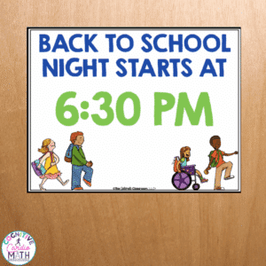 The bonus door signs are a must-have for directing parents on where to go on back to school night.