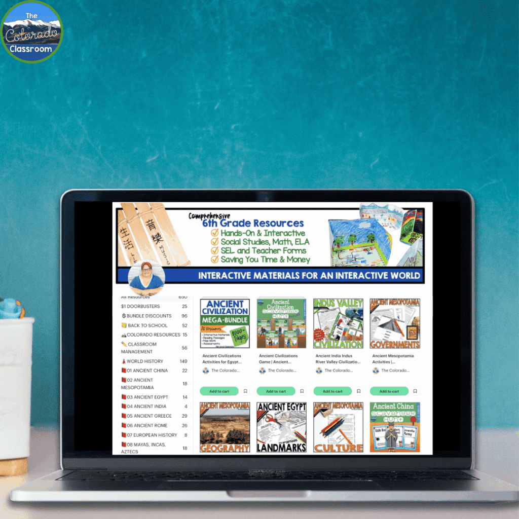In my TPT shop, you’ll find complete units for ancient civilizations that are designed to flow right from the pre-test through all the core content, activities, and projects.