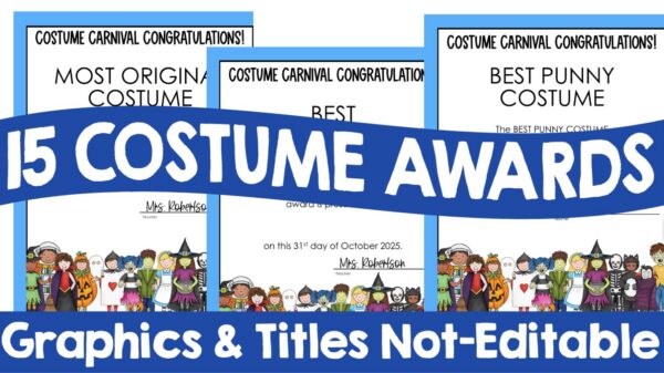 15 Costume Award Certificates