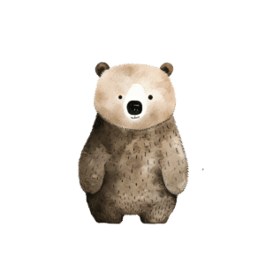 Watercolor bear hand drawn, standing, cute